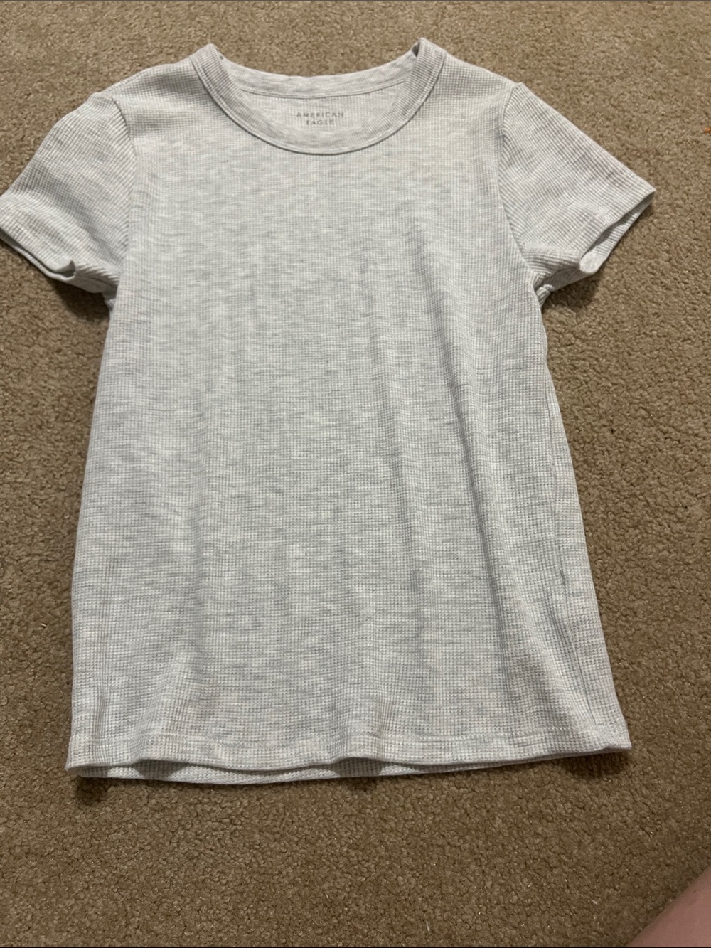 American Eagle Outfitters Light Heather Gray Ribbed Short Sleeve Tee
